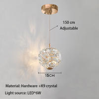Modern Chandelier De Cristal Puro K9 Pequeño Lámpara De Pared Para Dormitorio Luces Colgantes Para Pasillo Y Barra Decoración Noble - details 0