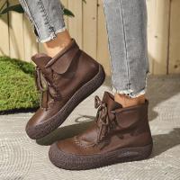 SP Nuevas Botas individuales de otoño Y invierno para Mujer, hecho a mano, estilo retro, casual, de Suela Gruesa, comodas, Con Cordones y Suela suave. - details 4