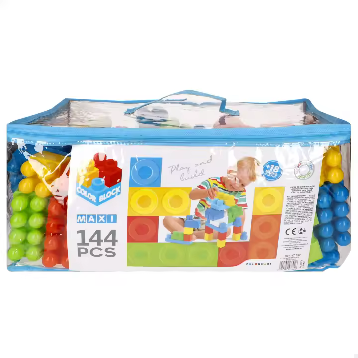 COLORBABY Color Block - Bloques de construcción grandes, incluye 144 piezas, tamaño maxi, diversos colores, juegos educativos, para niños a partir de 8 meses, juguetes infantiles, regalos niños - 1