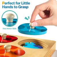 Puzle De Dinosaurios De Madera Para Niños Juguete Montessori De Aprendizaje Prescolar Caja De Huevos Con Palos Regalo De Cumpleaños - details 4