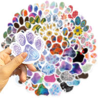 50PCS Pegatinas De Huella De Perro Y Gato Lindas Y Colores Vibrantes PVC Impermeables Para Decoración De Teléfonos Móviles - details 2