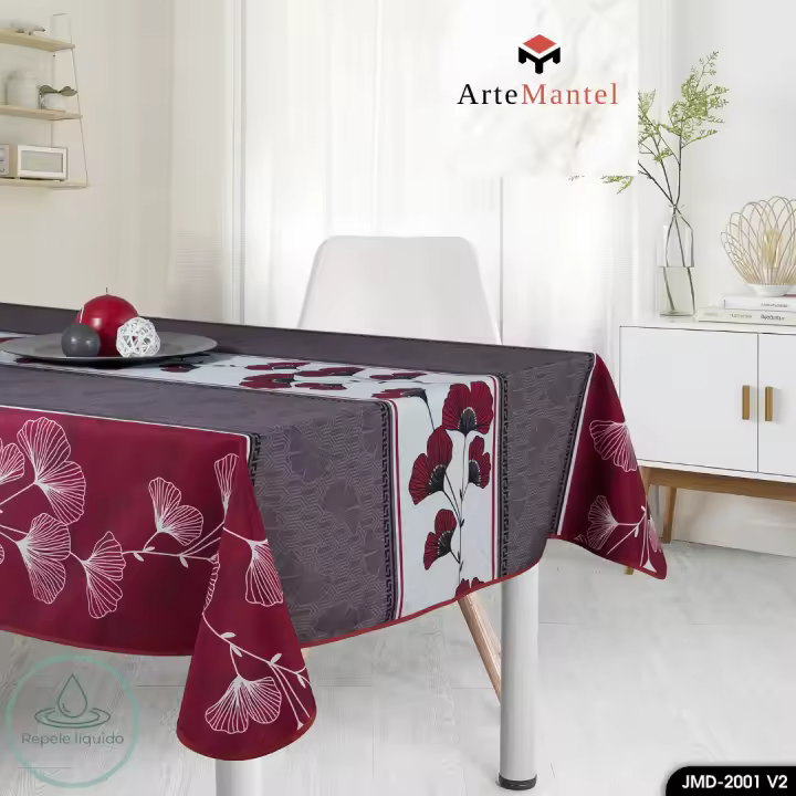ARTEMANTEL Mantel Antimanchas POPPY grenate de poliéster  para mesa rectangular o redondo - 1