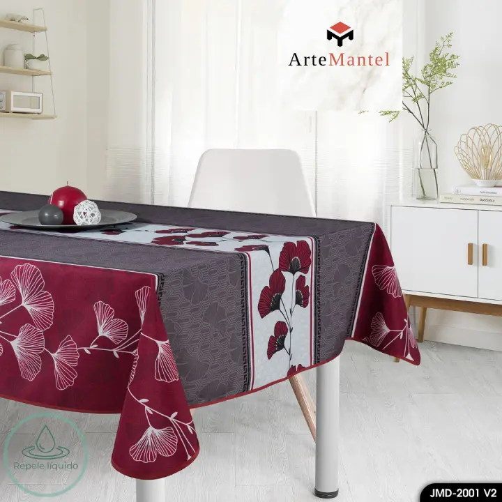 ARTEMANTEL Mantel Antimanchas POPPY grenate de poliéster  para mesa rectangular o redondo - 1