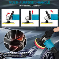 Pulidora de coches de 1200 W, 7 pulgadas, 6 Velocidades, 1000 a 4500RPM, Mango en D y Mango Lateral, Pulidora con 24 Accesorios para Lijado de Madera, Pulido, Encerado de Coche - details 4