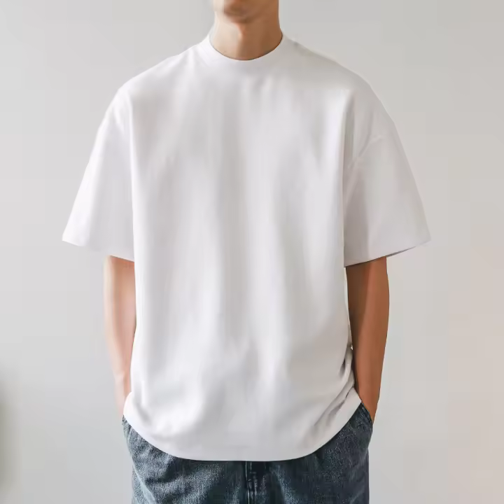 Camiseta De Cuello Redondo Para Hombre Small Neck T-shirts 350gsm Algodón Color Sólido Casual Verano Otoño Manga Corta Cuidado Fácil - 1