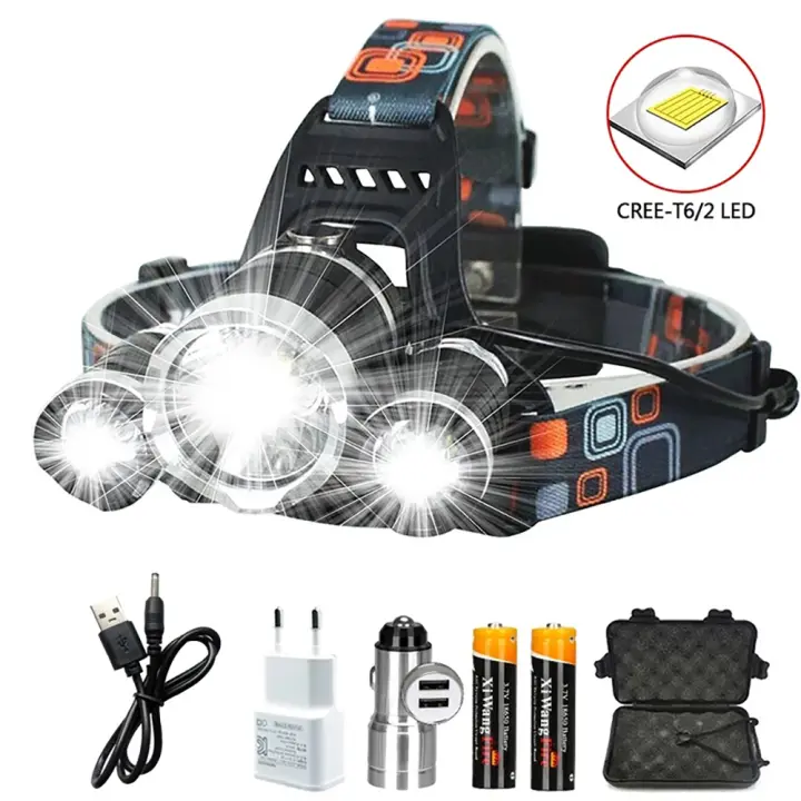 Linterna Frontal LED Super Brillante Recargable Con Batería 18650 Para Pesca Caza Y Camping Impermeable Con Tres Modos De Luz - 1