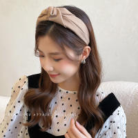 Nueva Moda Diademas Con Nudo Para Mujeres Color Sólido Cinta De Tela Ancha Accesorio De Cabello Suave Diadema Decorativa Para Todas Las Estaciones - details 1
