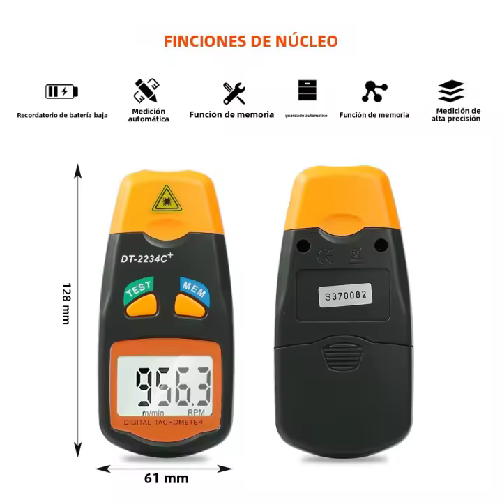 Tachímetro Láser Digital Herramienta De Diagnóstico No Contacto 2.5Rpm-99999Rpm Pantalla LCD Advertencia De Batería Baja - 1