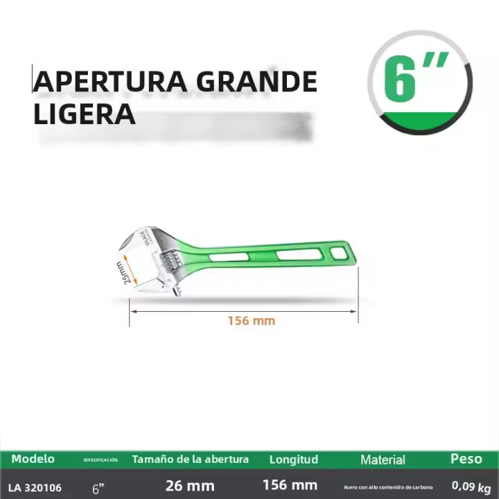 Llave De Mano Ajustable LAOA Con Gran Apertura Multifuncional Para Reparación De Tuberías De Baño 6-12 Pulgadas Herramienta De Plomería - 1