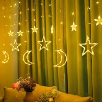 Curtain Lights LED 3.5m Faraón Estrella Navidad Exterior Para Ventana Boda Fiesta Interior Decoración Hogar Cadena De Luces 220V - details 0