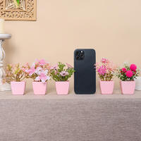 1SET De Plantas Simuladas Rosa En Maceta Decoración De Interiores Para Oficina Centro Comercial Escritorio Ventana Estantería Hogar - details 1