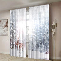 2 Piezas Cortinas De Reindeer En Bosque De Invierno Con Nieve -30% Blackout Adecuadas Para Sala De Estar Dormitorio Cocina Decoración Del Hogar - details 4