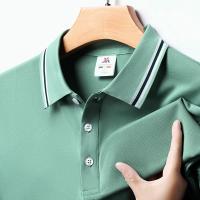 Camisa Polo Hombre Estilo Casual Transpirable Con Mangas Cortas Y Rayas Cuello Redondo Top Cómodo Para Verano - details 2