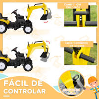HOMCOM Tractor a Pedales para Niños de +3 Años Excavadora para Niños con Pala Delantera y Bocina Carga 35kg Tractor Infantil para Exterior 107x42x71 cm Amarillo - details 2