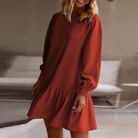 Vestido De Mujer Otoño Manga Larga Pullover Cuello Redondo Rib Knit Patchwork Suéter Cómodo Casual Mini Vestidos Estilo Vintage - details 9