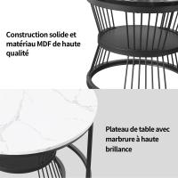 Set 2 Mesas Centro 70/45 cm Mármol Blanco Negro, Mesas Nido MDF Modernas - details 2