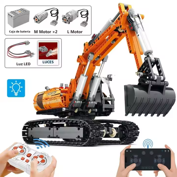 Excavadora Eléctrica RC De Bloques De Construcción Control Remoto Vehículo De Ingeniería Carro Tracked Juguetes Para Niños Regalo - 1
