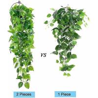 2 plantas artificiales colgantes, 90 cm, hiedra falsa, hojas de Scindapsus verdes colgantes para decoración. - details 1