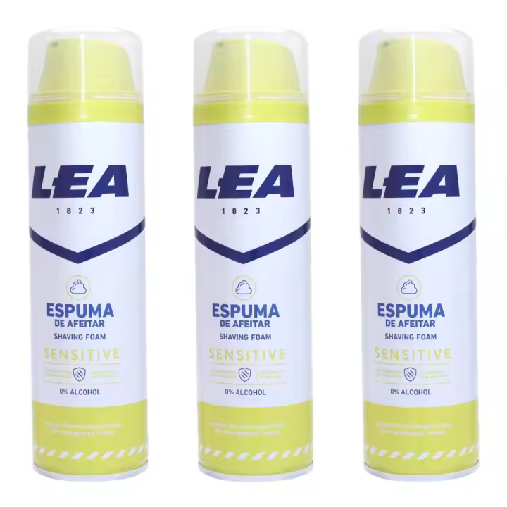 LEA - Pack x3 Espuma de Afeitar Sensitive Con extracto de caléndula y aloe vera | Dosificador 250 ml | 0% alcohol - 1