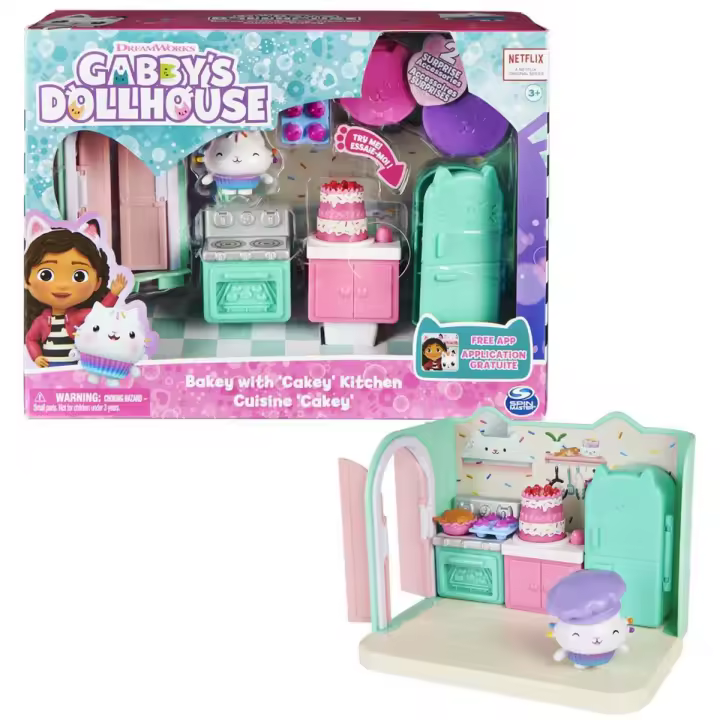 SPIN MASTER - LA CASA DE MUÑECAS DE GABBY - LA COCINA DE MUFFIN - Cocina de Muffin de La Casa de Muñecas de Gabby con 1 Figura, 3 Accesorios, 2 Caja Sorpresa y 3 Muebles - 6062035 - Juguetes Niños +3 años - 1