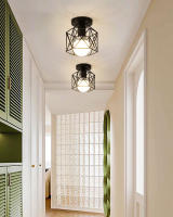 Lámpara De Techo Vintage E27 En Metal Negro Para Pasillo Foyer Aisle Iluminación Interior De Cages Chandelier Para Hogar - details 11