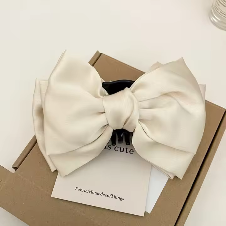 Elegantes Clip Para Pelo De Mujer Con Lazo En Satén Grande Doble Cara Accesorios Para El Cabello Barrettes De Fiesta - 1