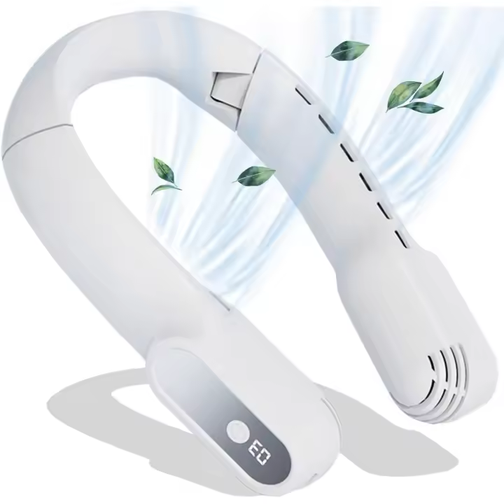 Ventilador de Cuello portátil recargable, Alimentación por USB con potente flujo de Aire, 3 velocidades, para Viajes, - 1