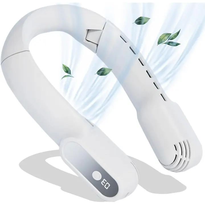 Ventilador de Cuello portátil recargable, Alimentación por USB con potente flujo de Aire, 3 velocidades, para Viajes, - 1