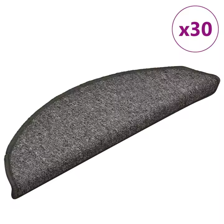 vidaXL Alfombrilla escalera 30 uds gris oscuro 56x17x3 cm - 1