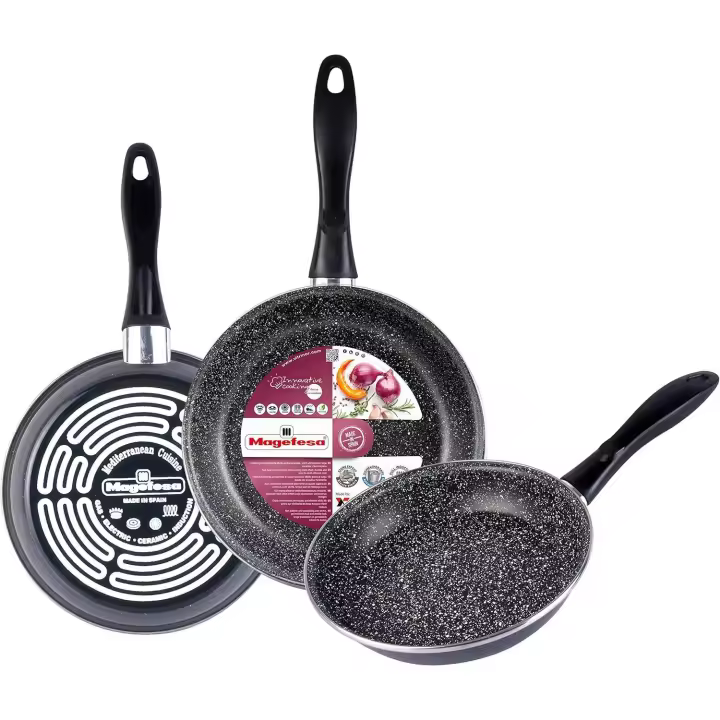Magefesa K2 Gransasso- Set de 3 sartenes - Antiadherente - Inducción - 18-20-24 Cm -Fabricadas en España - 1