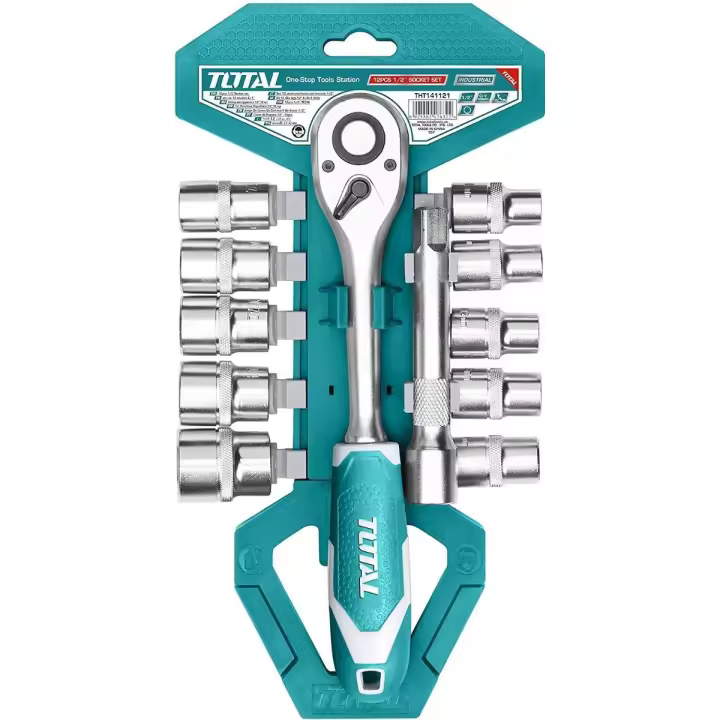 Total Tools THT141121 Juego de llaves y vaso 1/2 Cromo vanadio 12 Piezas - 1