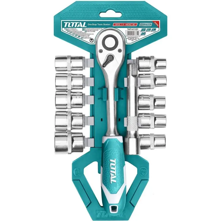 Total Tools THT141121 Juego de llaves y vaso 1/2 Cromo vanadio 12 Piezas - 1