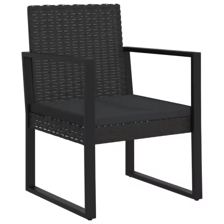 vidaXL Silla de jardín con cojín ratán sintético negro - 1
