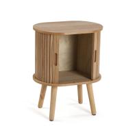 VERSA -  Mesilla ovalada  en madera natural un cajón tipo persiana , y unas medidas de 40x30x50 cm - details 2