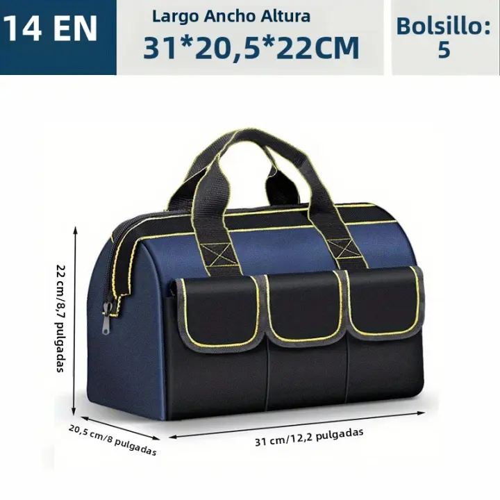 Bolsa De Herramientas Multifuncional De 23 Pulgadas Capacidad Grande Resistente Al Agua Y Al Desgaste Con Múltiples Bolsillos Para Electricistas - 1
