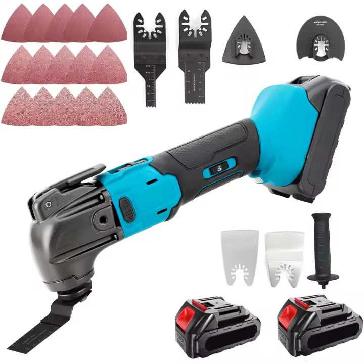 Herramienta Oscilante Profesional 18V Sin Escobillas｜Corte/Lijado/Raspado de Precisión｜Compatibilidad Batería Makita｜Kit 20 Accesorios + Maletín - 1