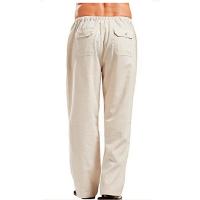 Men's Cotton Linen Pants Summer Solid Color Breathable Linen Trousers Male Casual Elastic Waist Fitness Pants - details 7