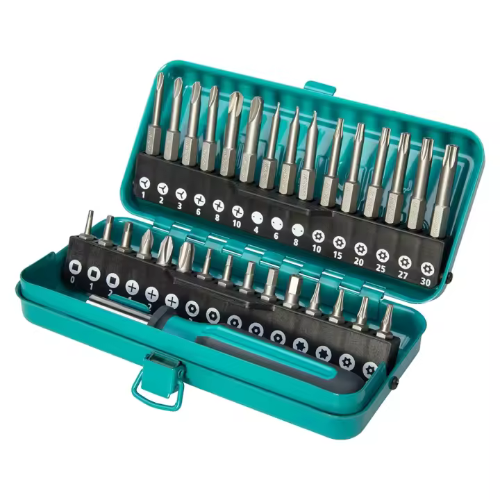 Caja de puntas de seguridad combinadas. Caja metálica con 31 piezas. Wolfcraft - 1