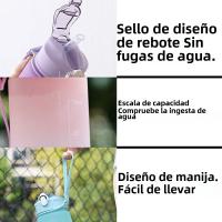 Botella De Deporte De Agua Con Pajita Y Tapa Pop-Up Gradiente De 900ML Botella De Agua Portátil Para Exteriores Con Mango Y Marcador De Capacidad - details 2