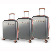 DreamTravel Juego de 3 Maletas con Letras Doradas y Diseño Poligonal (20"+24"+28") - Equipaje Rígido de Policarbonato Antiarañazos, 5 Colores Elegantes (Negro/Gris/Celeste/Rosa/Blanco) | 360° Ruedas Dobles Silenciosas + Cerradura TSA- Ideal para Viajes - details 3