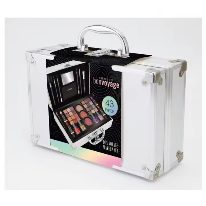 Maletin Metalico maquillaje Viajel Bon Voyage. Incluye 43 piezas. 25,60x18,50x9,5 cm (Markwins 1510741E) - 1
