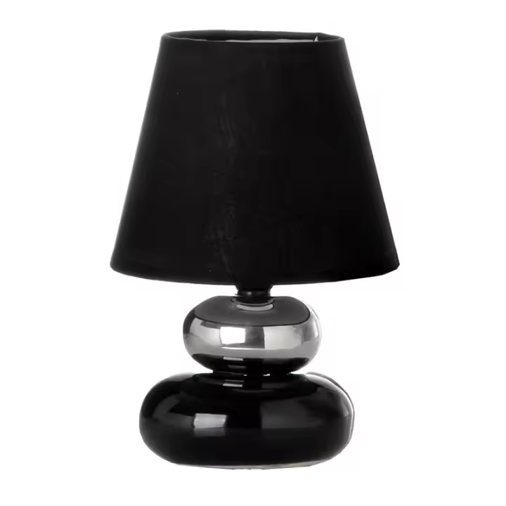 Lola Home Lámpara de mesita de noche de cerámica negra de 15x22 cm - 1