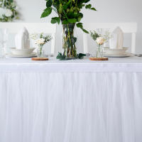 Enagua De Tule Blanca Para Mesa Rectangular O Redonda 2 Capas De Enaguas Plegadas Decoración Para Bodas Cumpleaños Baños De Lujo Y Mesas De Postres - details 2