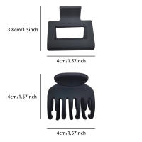 2Pcs Clips Para El Cabello De Moda De Tamaño Medio Para Mujer Clip De Cangrejo De Color Sólido Accesorios Para El Cabello De Lady - details 1