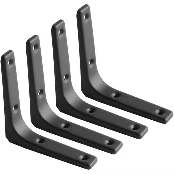 Soporte para estante de pared, soporte de metal negro mate, soporte para estante de metal para decoración de cocina, soporte resistente, 100 mm * 100 mm, 4 piezas, EJR100B-4P - 1