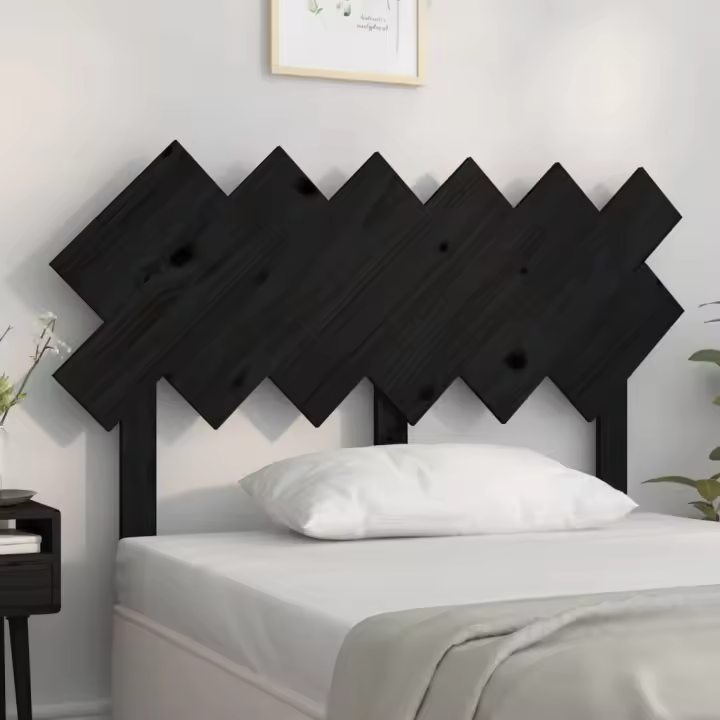 vidaXL Cabecero de cama madera maciza de pino negro 122,5x3x80,5 cm - 1
