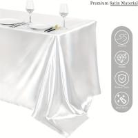 Mantel De Seda Rectangular Para Bodas Y Fiestas Navideñas Baño De Bebé Cumpleaños Decoración De Banquete Y Comedor En Casa Color Blanco - details 2