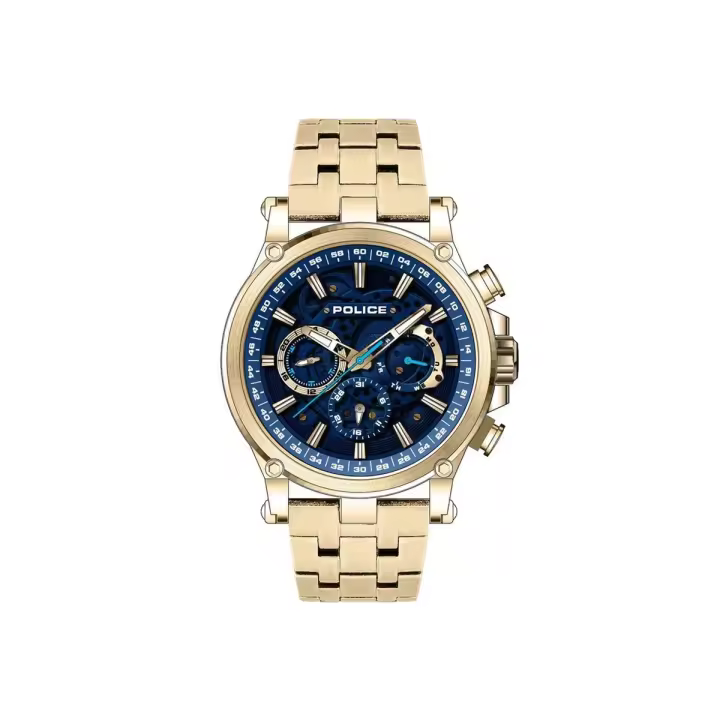Police Watches Reloj Hombre Taman Multi Blue Gold Dial / Ipg Brace Acero 5 Atm - 1
