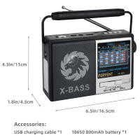 Radio Portátil Retro AM FM Con Altavoz Integrado Mejor Receptor Y Batería Recargable SW1-6/USB/TF Uso Interior Y Exterior - details 2