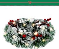 Corona Puerta Navidad, PiñOnes,Bayas Rojas Corona NaviñA Iluminada, Decoración NavideñA Puerta, Corona NavideñA, Adornos NavideñOs, Decoración para Adviento y Navidad - details 0